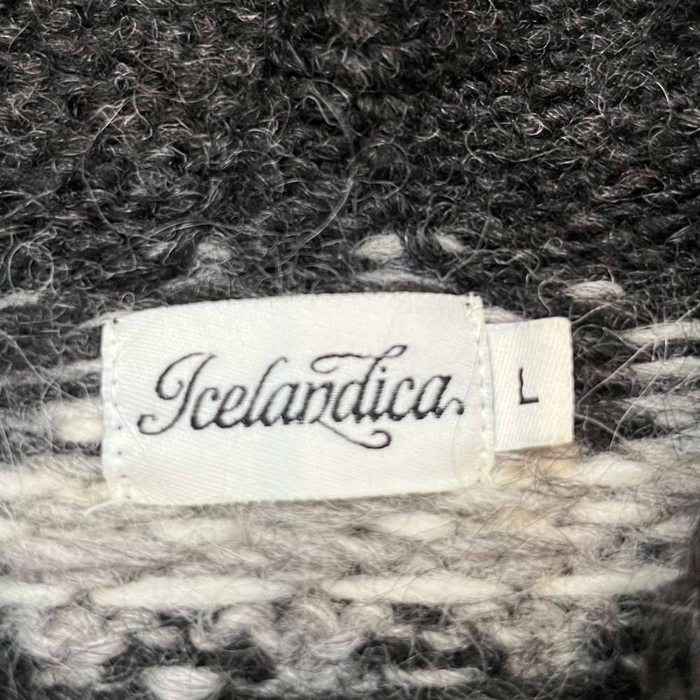 Icelandic wool Lopapeysa hooded cardigan  sweater with snaps - size large / EUC - Picture 4 of 8